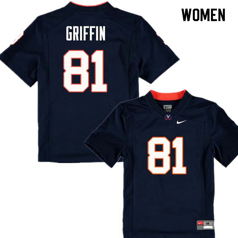 Women #81 Nash Griffin Virginia Cavaliers College Football Jerseys Sale-Navy - Click Image to Close